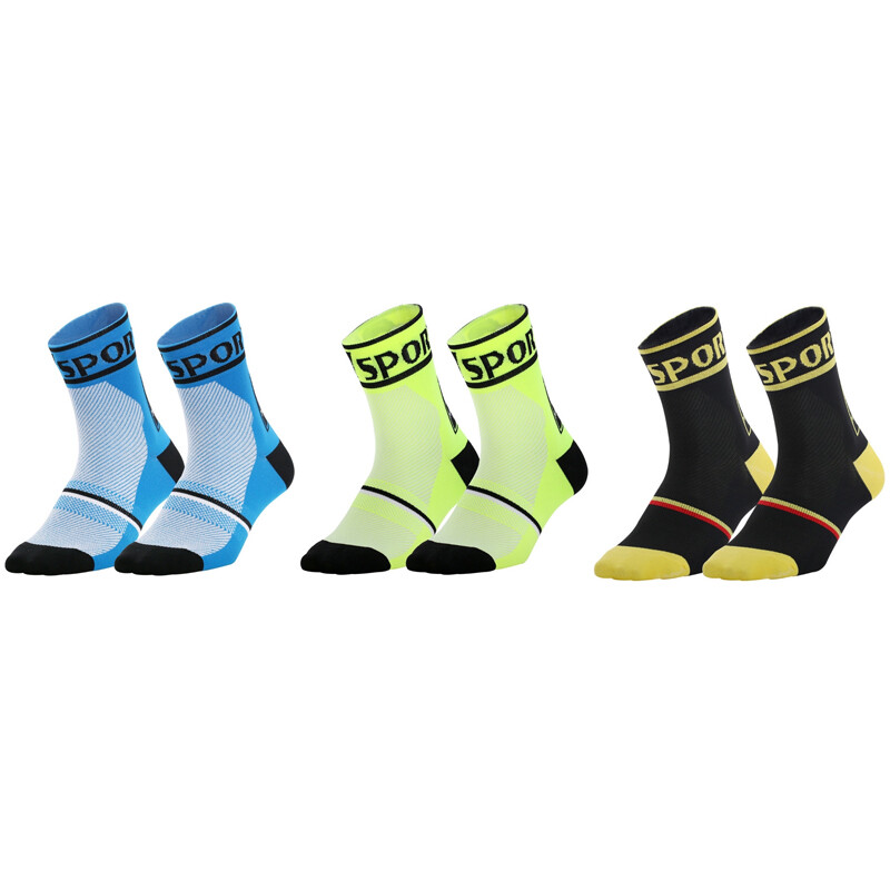 3 Pairs Cycling Socks Riding Bicycle Bike Sports Socks XC Blue Green Black Lot