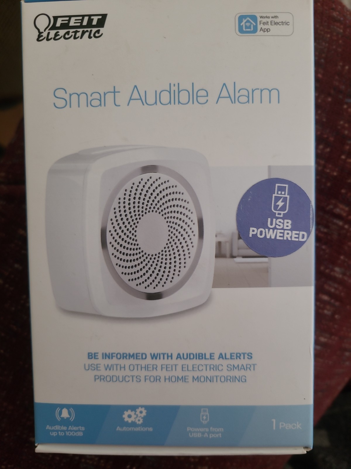 Feit Smart Home Audible Alarm Wireless Smart-Enabled White Security Alarm