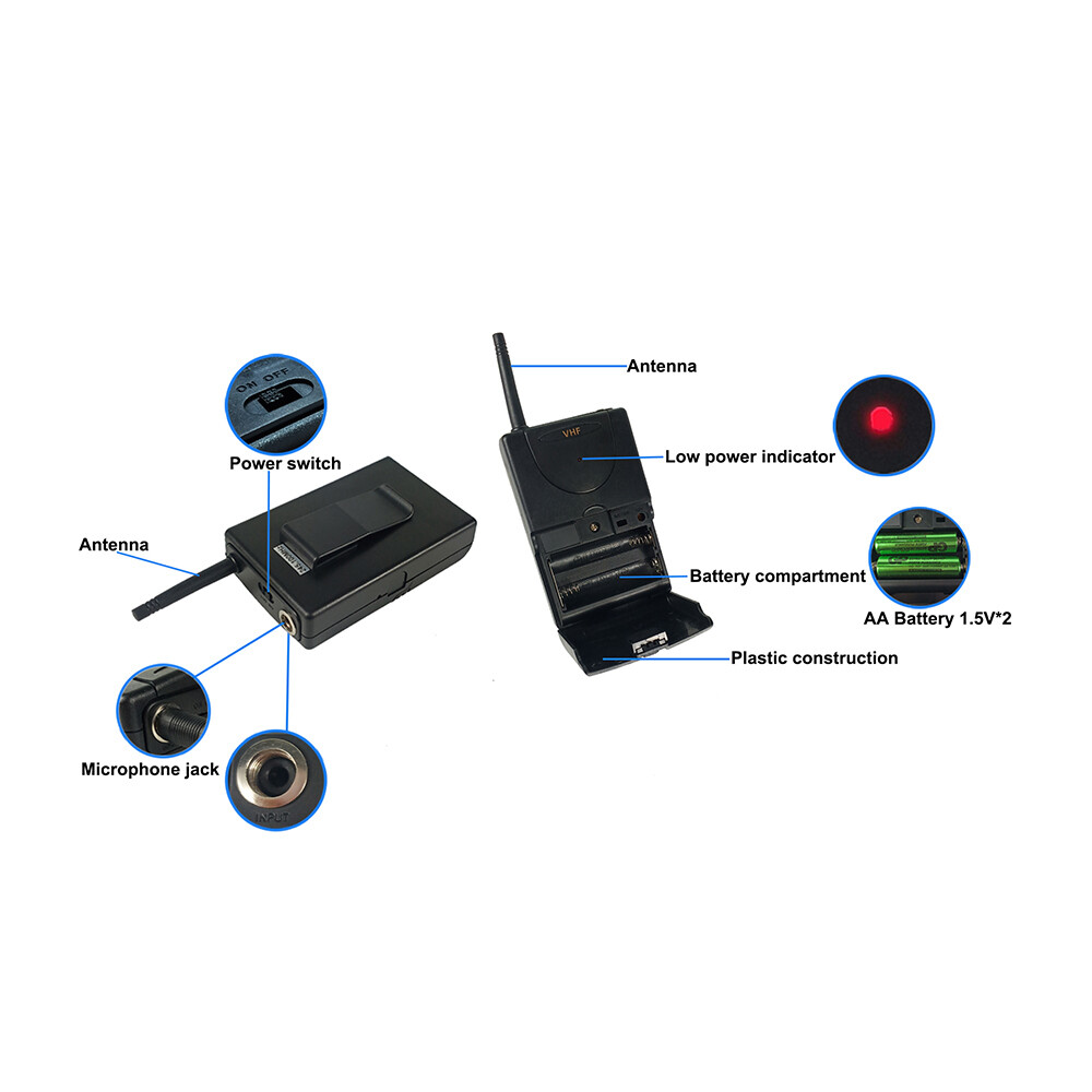 Wireless VHF Microphone System Handheld & Headset Lavalier Bodypacks Microphones