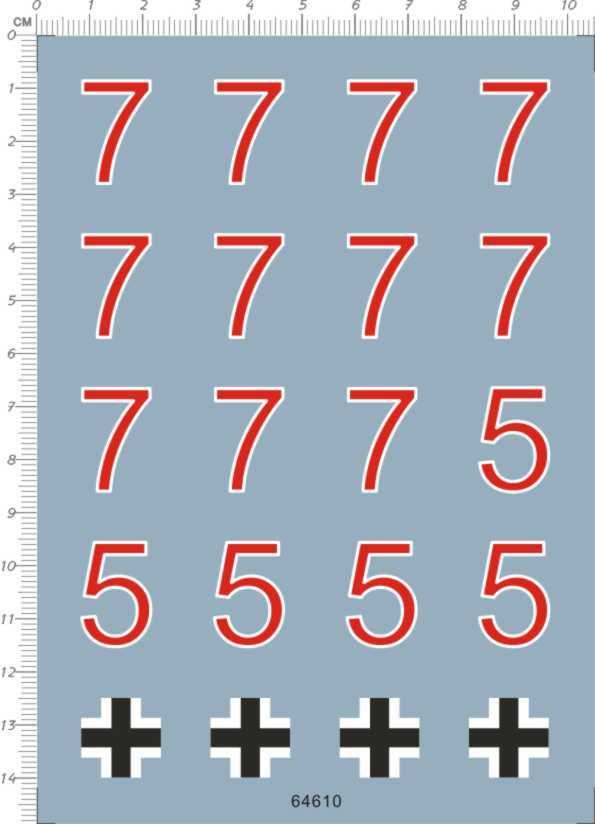 Detail Up 1/16 Scales WWII German tank tiger Numbers Model Kit Water Slide Decal