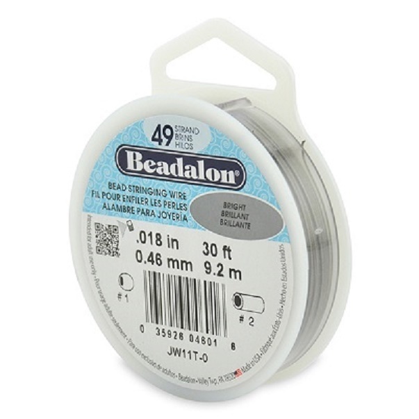 Beadalon Bead Stringing Wire 49 Strand 30/100 FT. BRIGHT Various Sizes + Colors