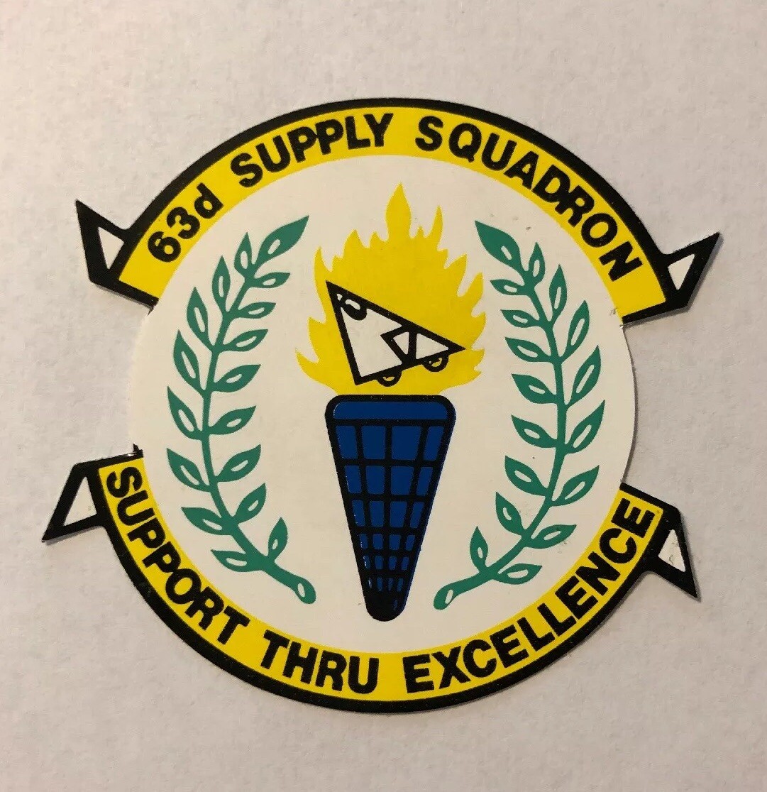63d Supply Squadron, Support Thru Excellence USAF Decal/Sticker (Vintage)