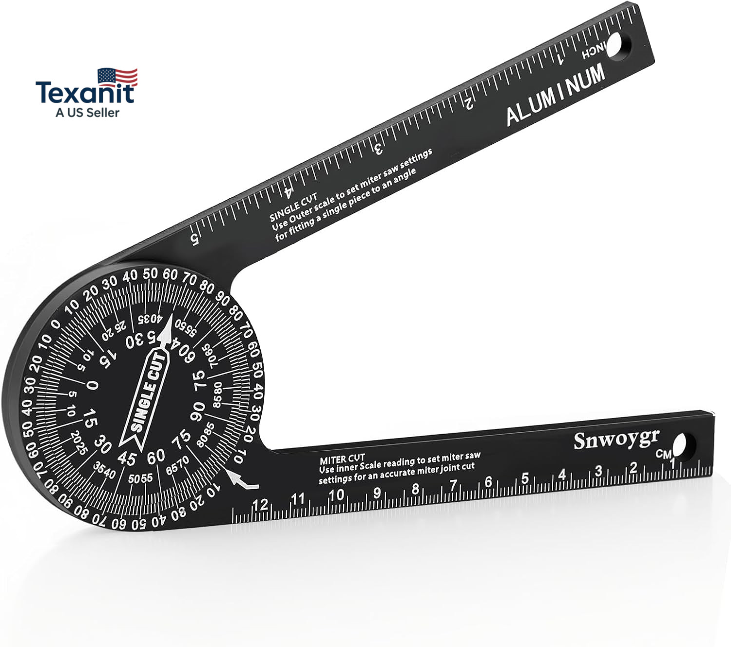 7 Inch Aluminum Miter Saw Protractor, Professional Angle Measuring Tool, Comes w