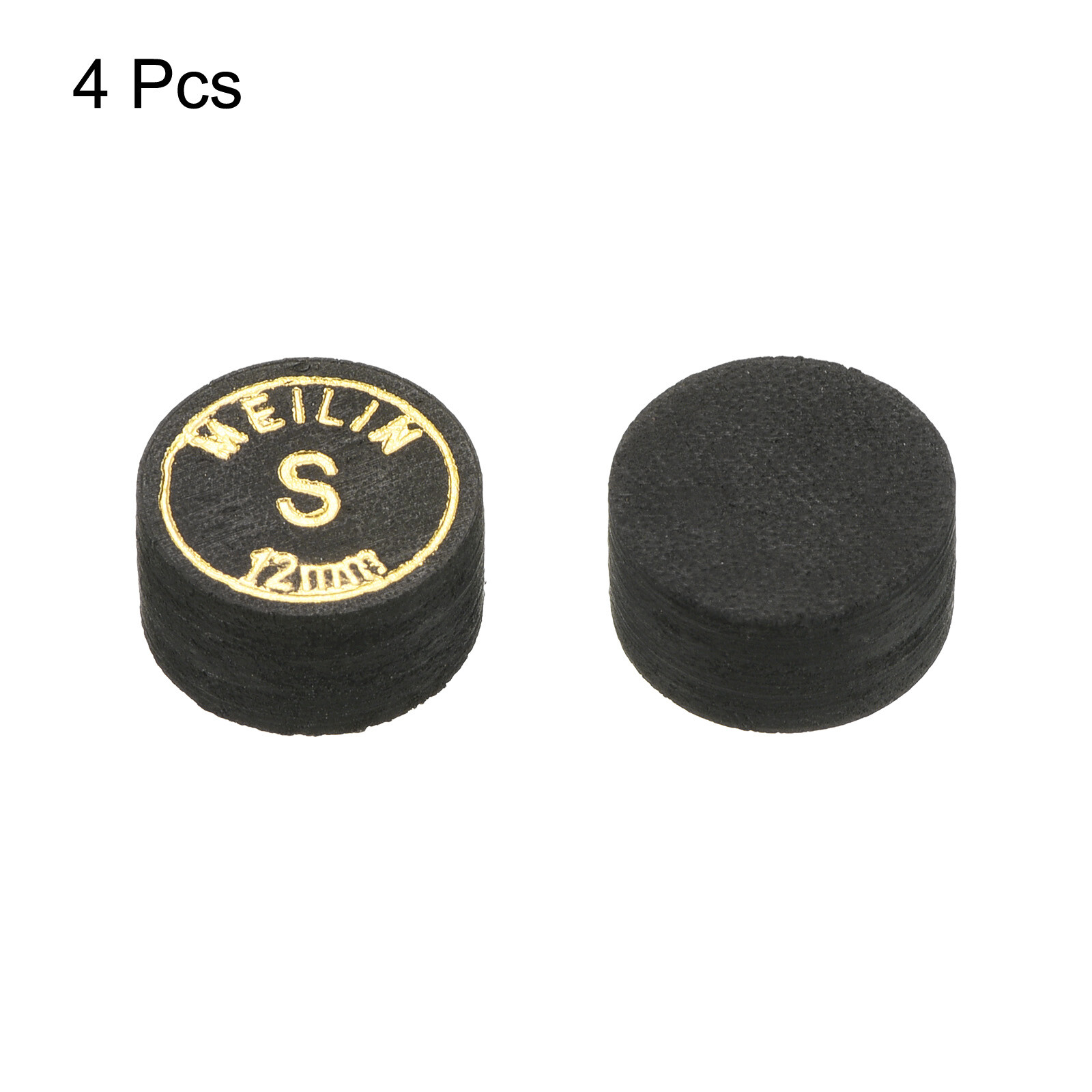 12mm Billiard Stick Tips, 4pcs Soft Multiple Layer Billiard Accessories, Black