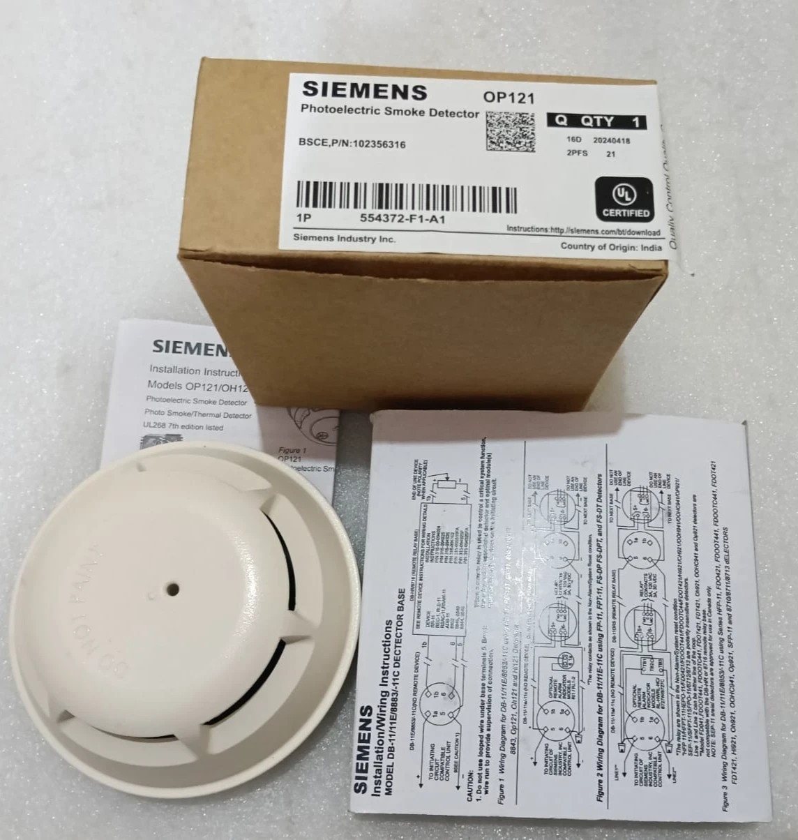 SIEMENS OP921 Fire Alarm Photoelectric Addressable Smoke detector New
