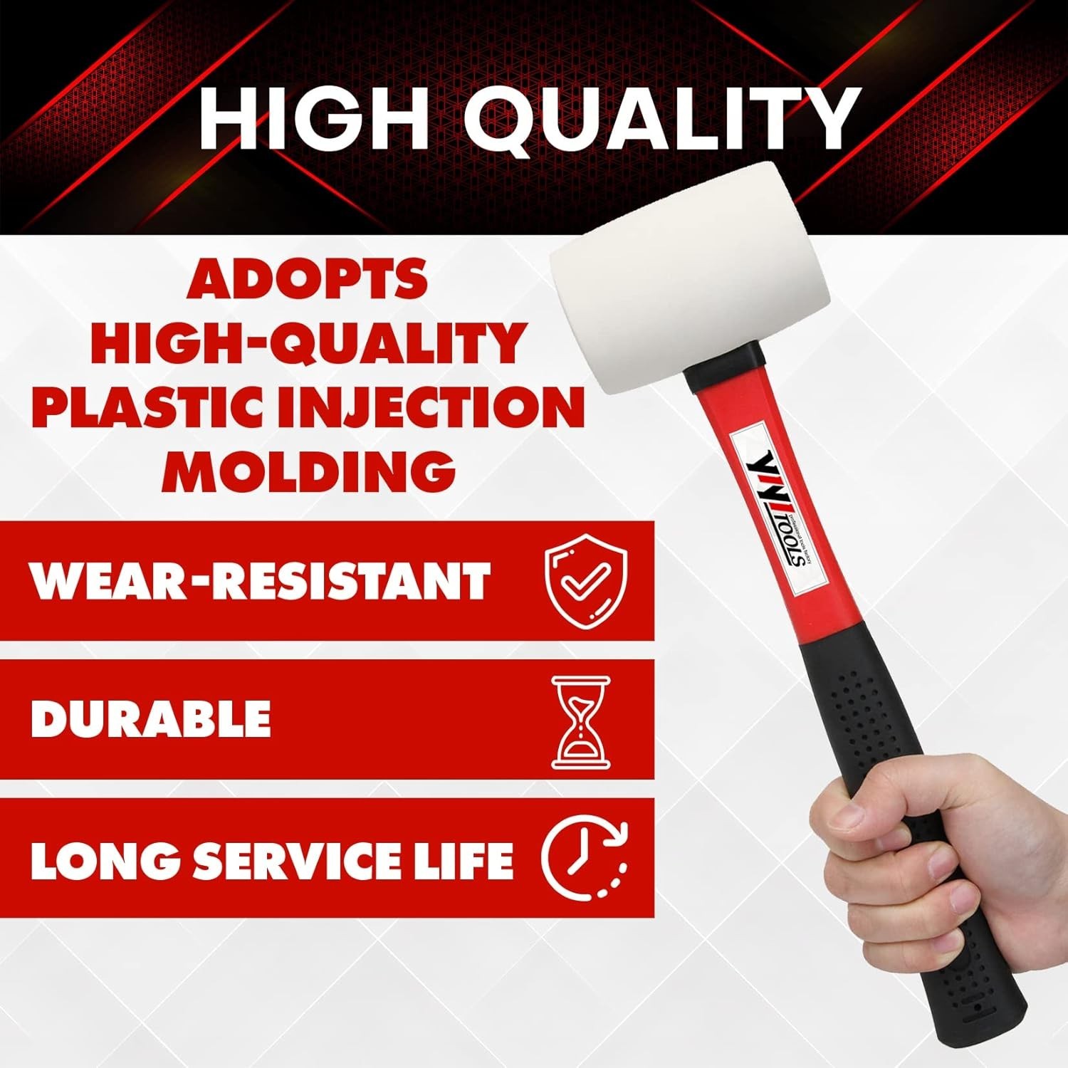 Versatile 16oz Rubber Hammer - Ergonomic Fiberglass Handle for All Projects