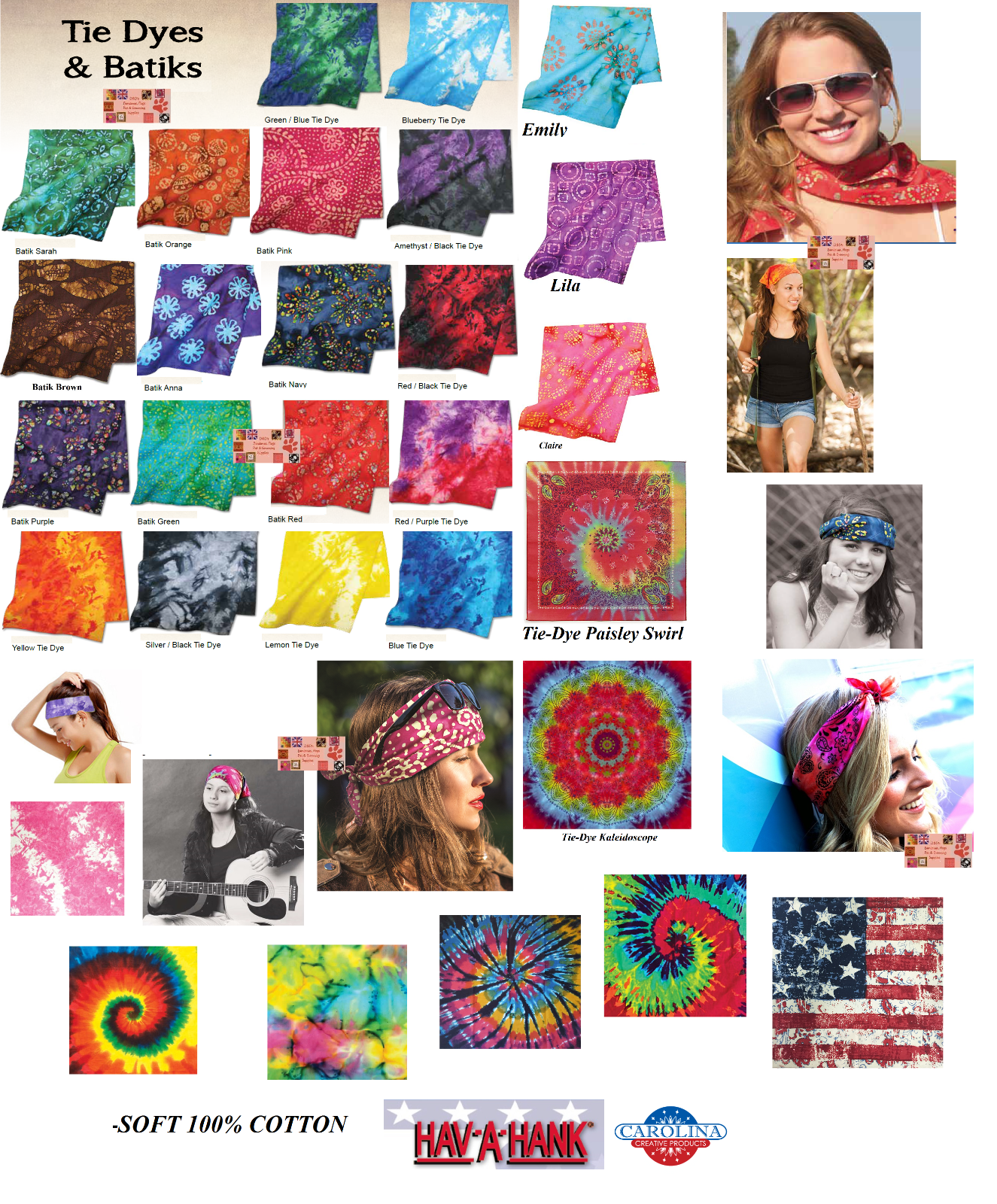 Handmade BATIK&TIE DYE BANDANA Bandanna COTTON Head Neck Wrap Band Scarf Scarve