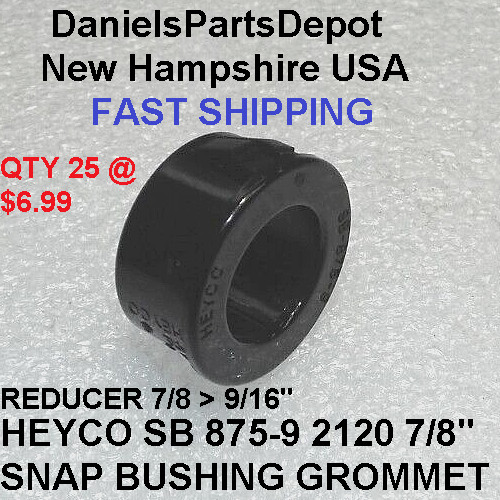 x25 7/8" HEYCO SB-875-9 #2120 SNAP BUSHING BLACK NYLON PLASTIC CABLE PROTECTOR