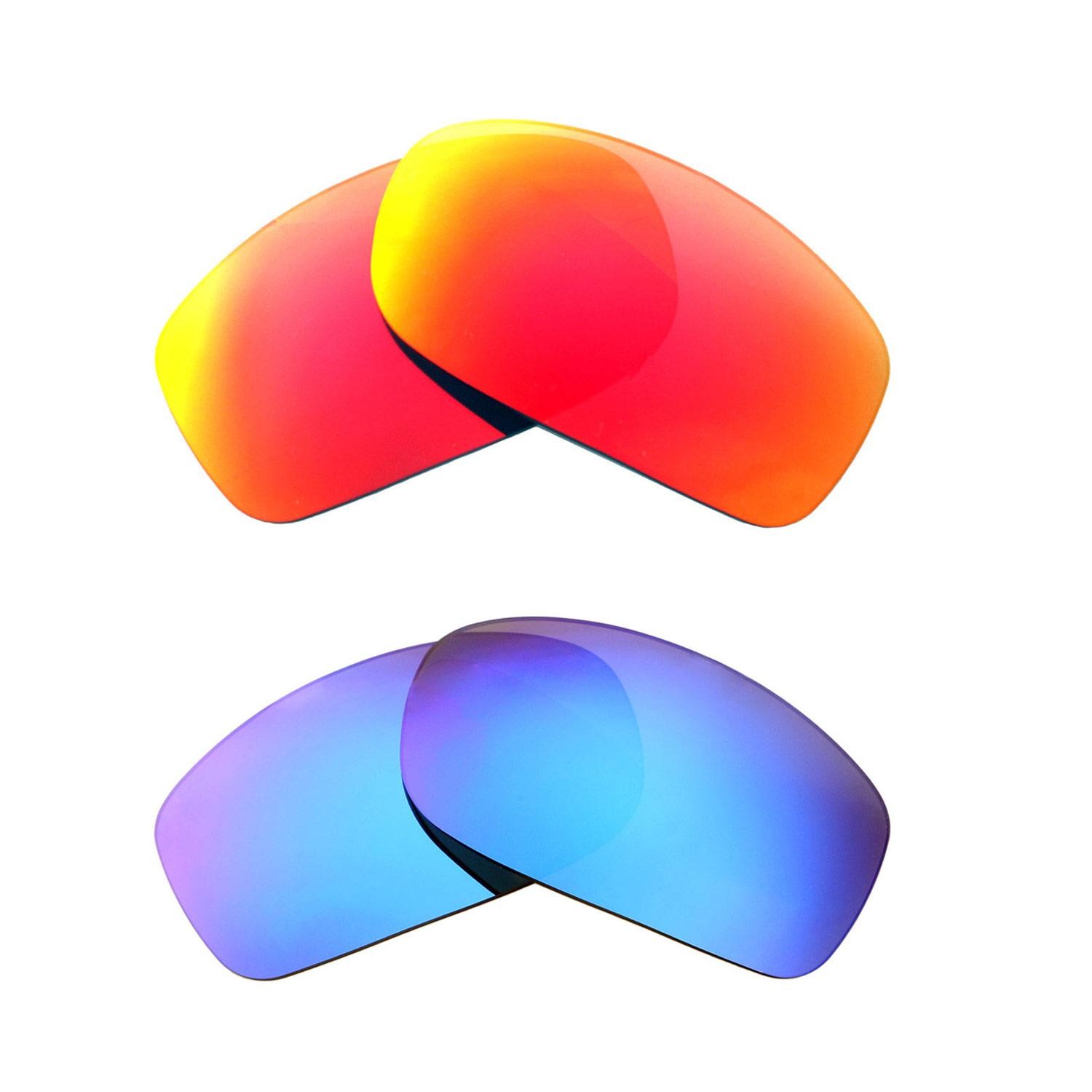 Walleva Fire Red + Ice Blue Polarized Lenses For Maui Jim Peahi Sunglasses