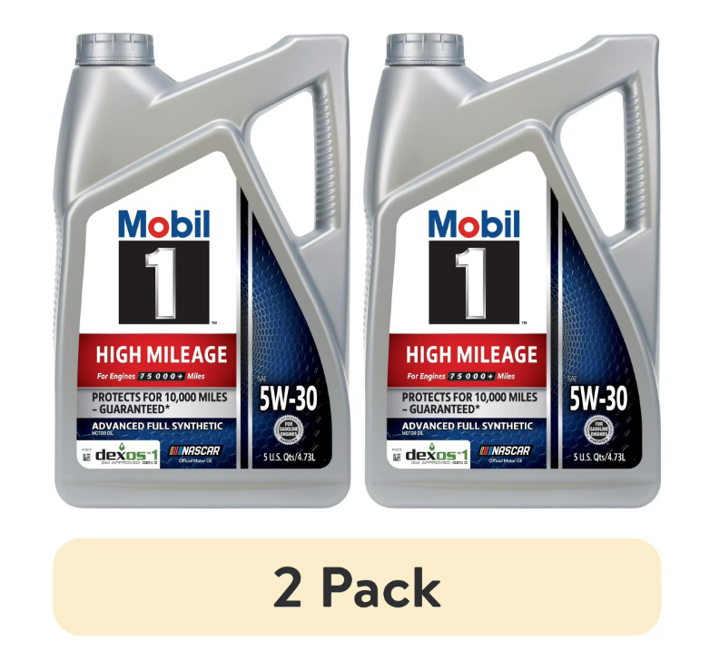 2 Pack, Mobil 1 High Mileage Full Synthetic Motor Oil 5W-30, 5 Quart, NEW 2026