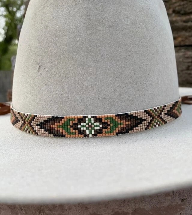 Beaded Hat Band Native American Style Southwestern Cowboy Rode Handmade hatband