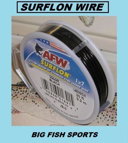 AFW SURFLON Black Coated Stainless Wire 135lb Test NEW! 30' LENGTH #C135B-0