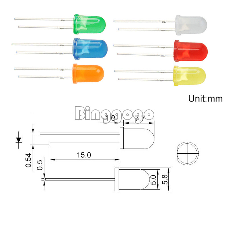 100/500/1000pcs 3mm White Green Red Blue Yellow LED Light Bulb Emitting Diode