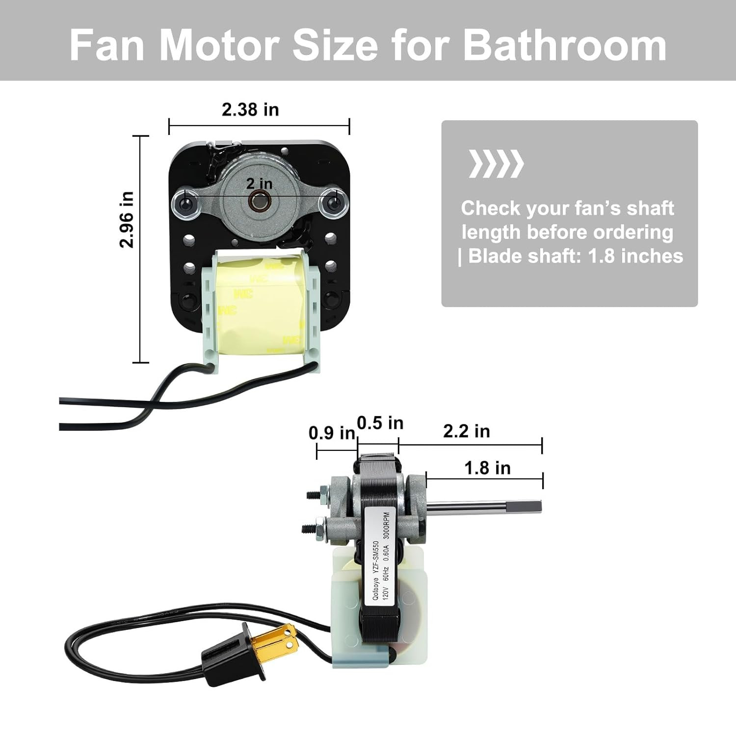 Universal Bathroom Exhaust Fan Motor Kit - 120V 50CFM for Nu-Tone & Br-oan, Bath