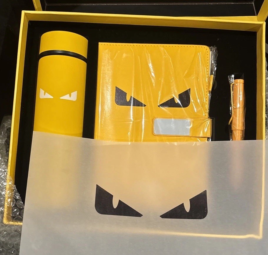 Fendi Notebook/Tumbler Set w/ Box with Iconic Eye Design