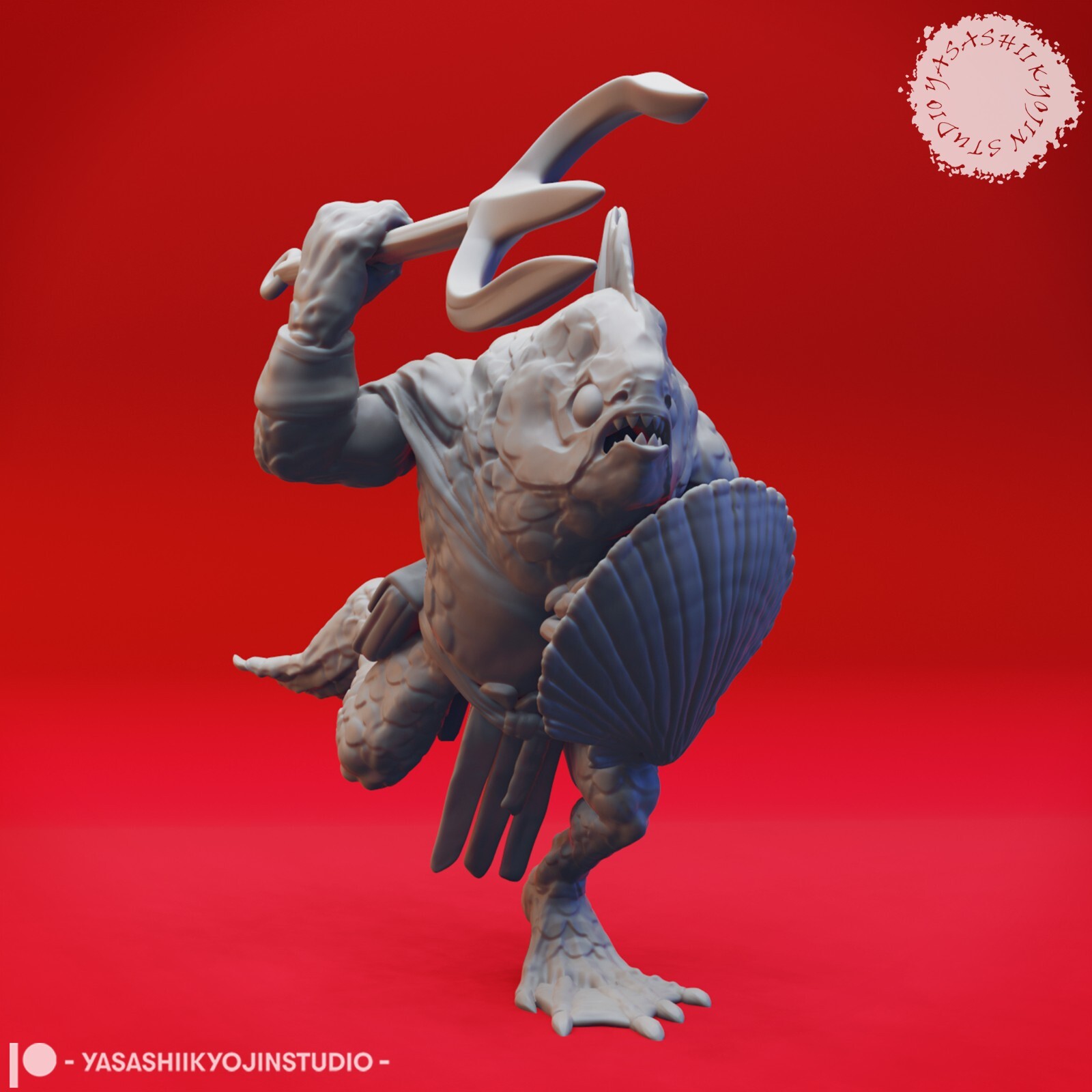 Kuo-toa Merfolk Fishman Tank -  Monster - Yasashii -  Dungeons and Dragons 32mm