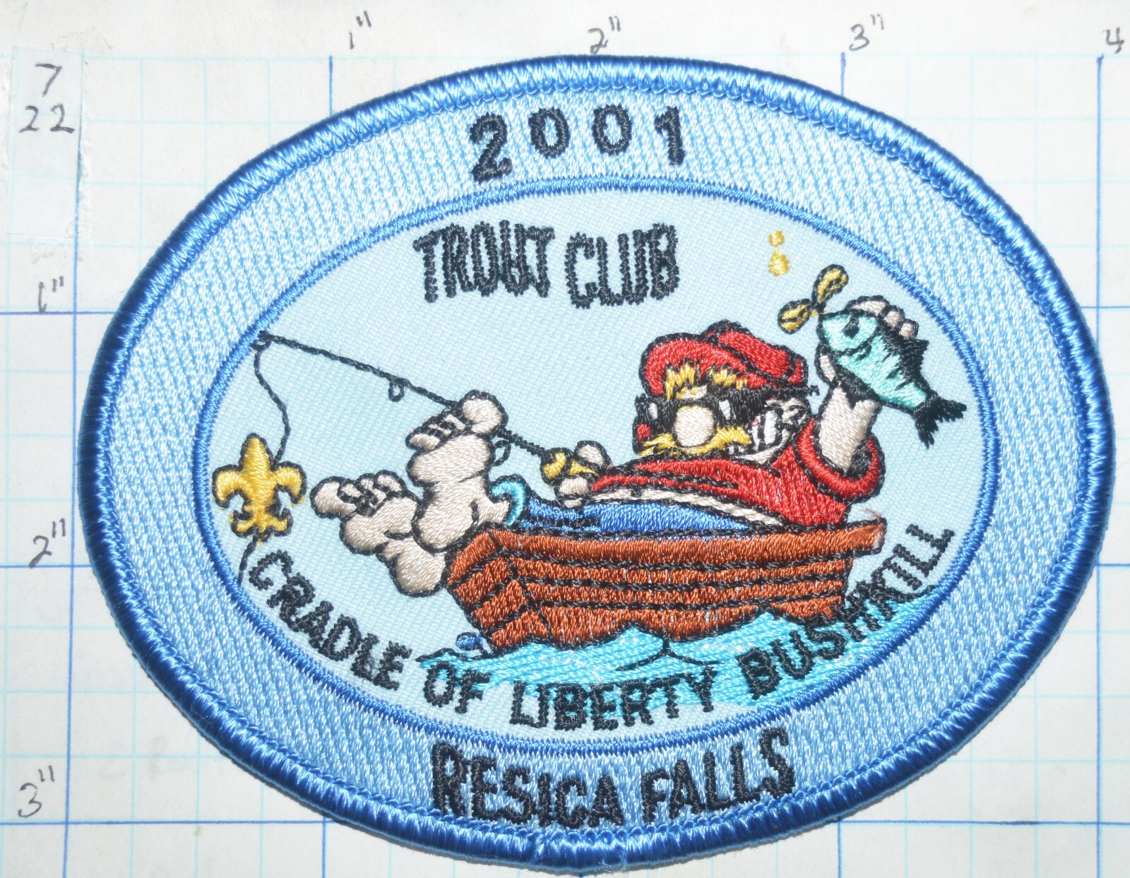 RESICA FALLS SCOUT RESERVATION TROUT CLUB 2001 FLY FISHING PENNSYLVANIA PATCH