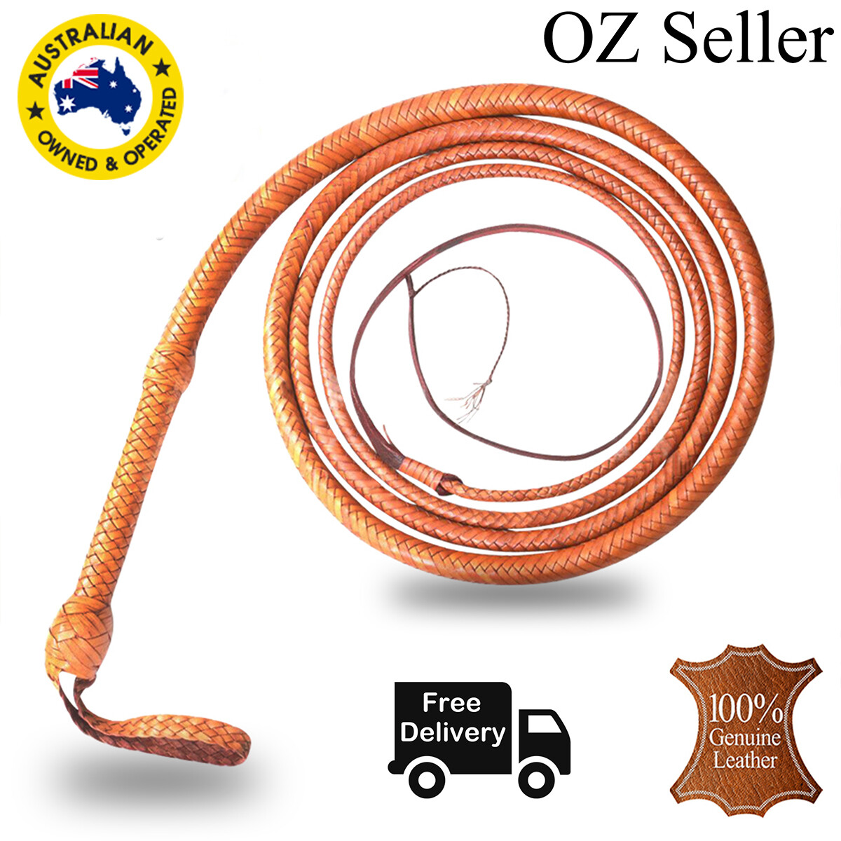 Kangaroo Hide Leather BULL WHIP 08 Feet 16 Plaits CUSTOM Heavy Duty Stock Whip