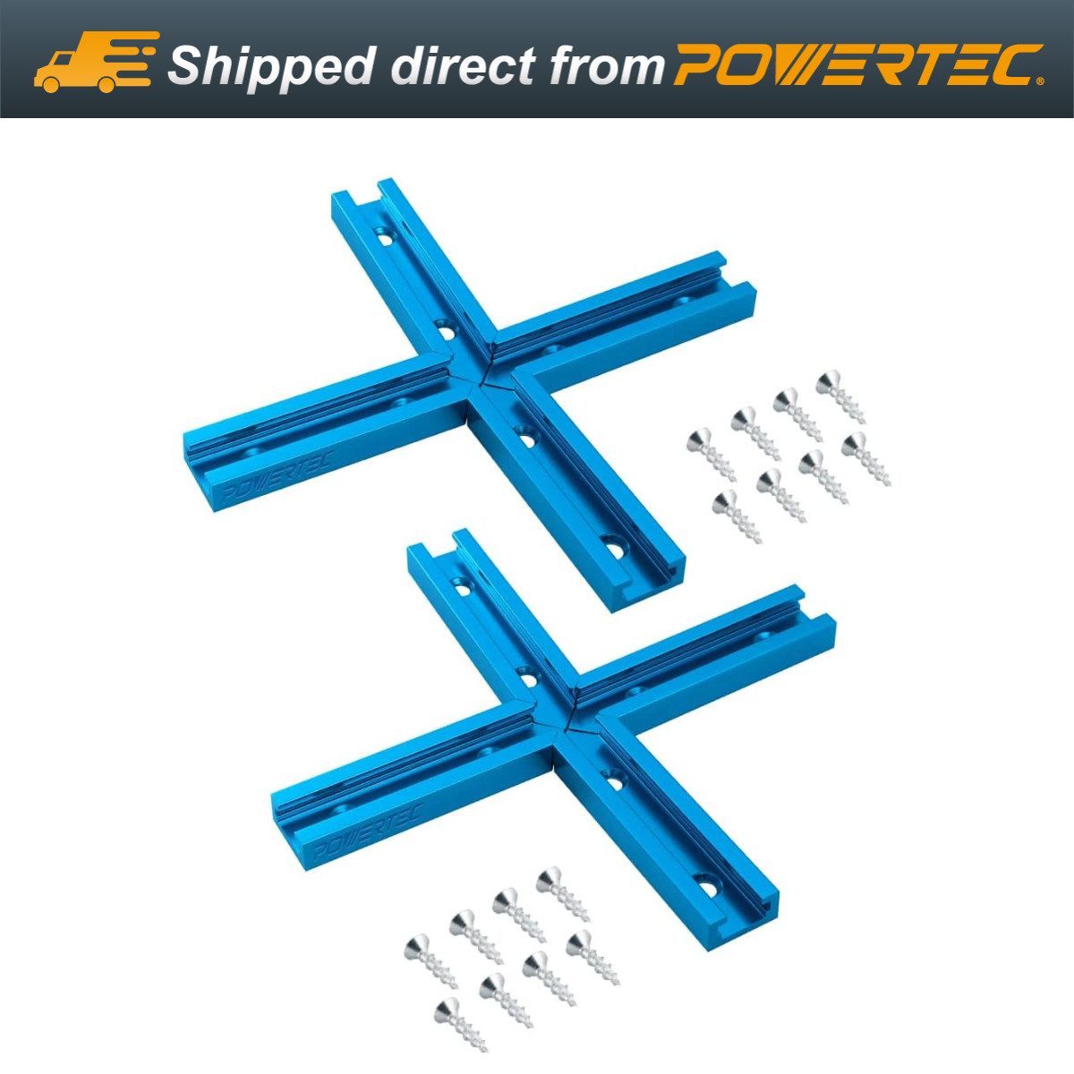 POWERTEC 71704 T-Track Intersection Kit with Mounting Screws, 2 Sets