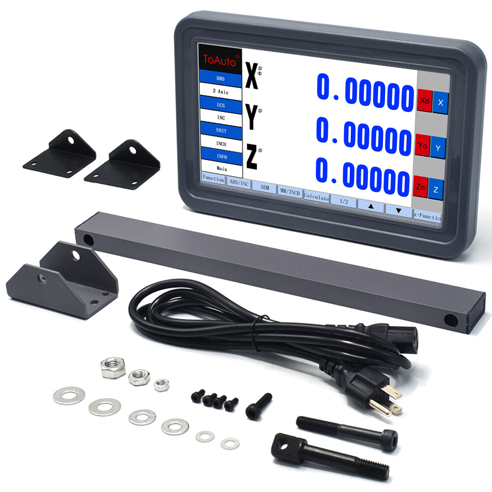 TOAUTO 2/3 Axis LCD Touch Screen DRO Digital Readout 5um TTL Linear Glass Scale