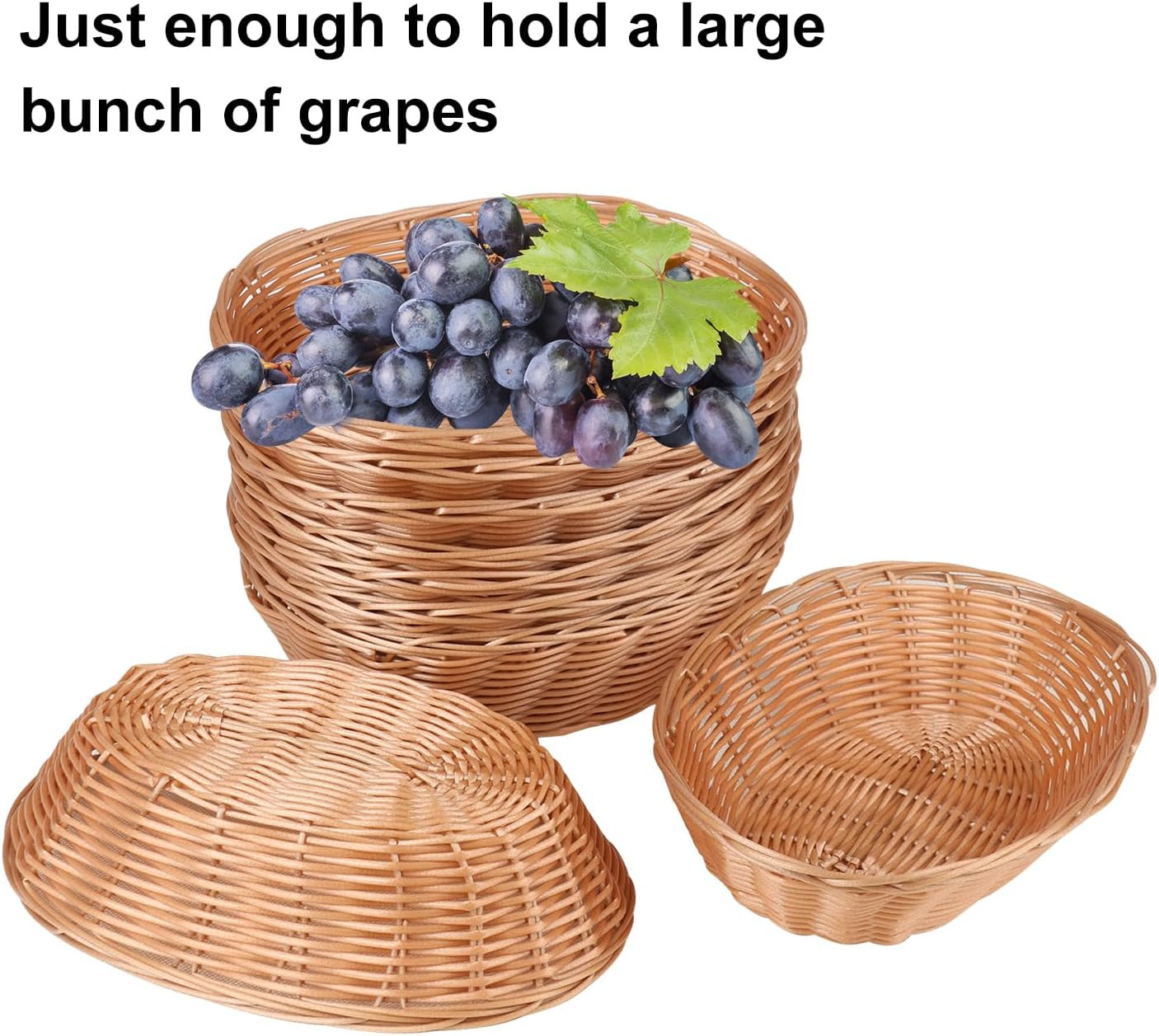 28 Pack Plastic Oval Basket, Poly Wicker Bread Baskets, Small Gift Baskets for K