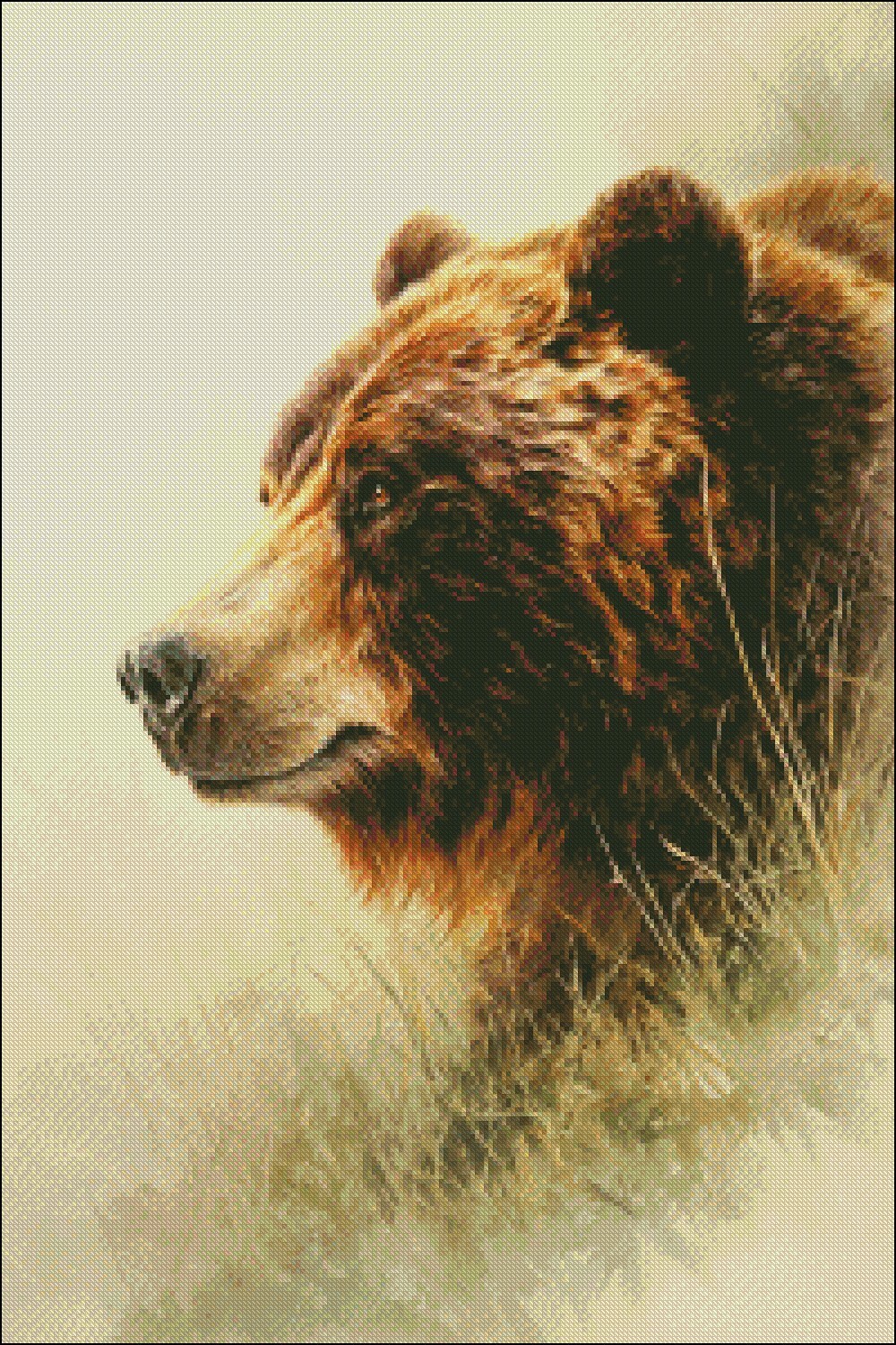 Grizzly Portrait - Chart Counted Cross Stitch Patterns Needlework DIY DMC Color