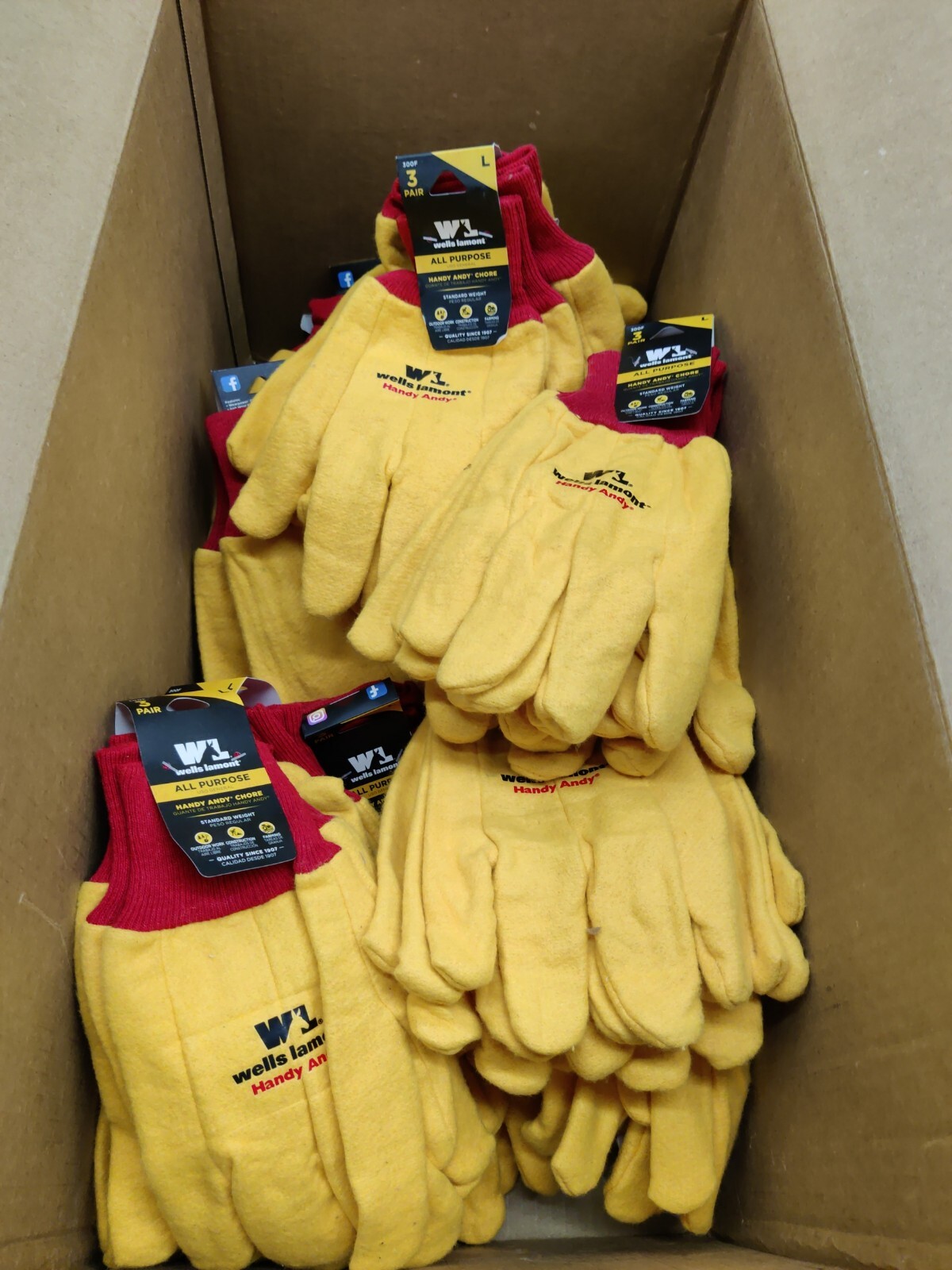 12 Packs of 3 (36 Pair) Wells Lamont 300F Handy Andy Men's Chore Gloves, Yellow