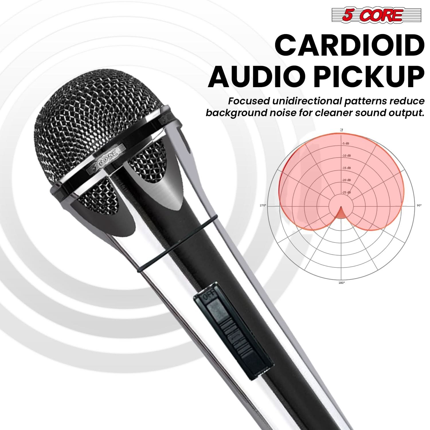 5Core XLR Microphone Dynamic Mic Karaoke Singing Studio Mics Handheld Microfono