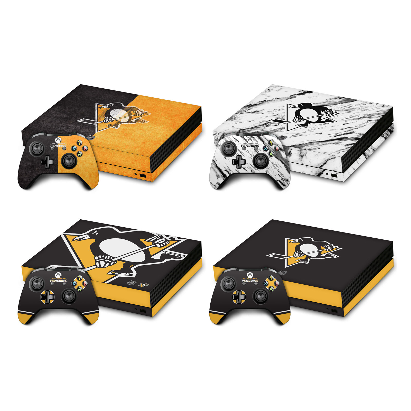 OFFICIAL NHL PITTSBURGH PENGUINS VINYL STICKER SKIN DECAL FOR XBOX ONE X BUNDLE