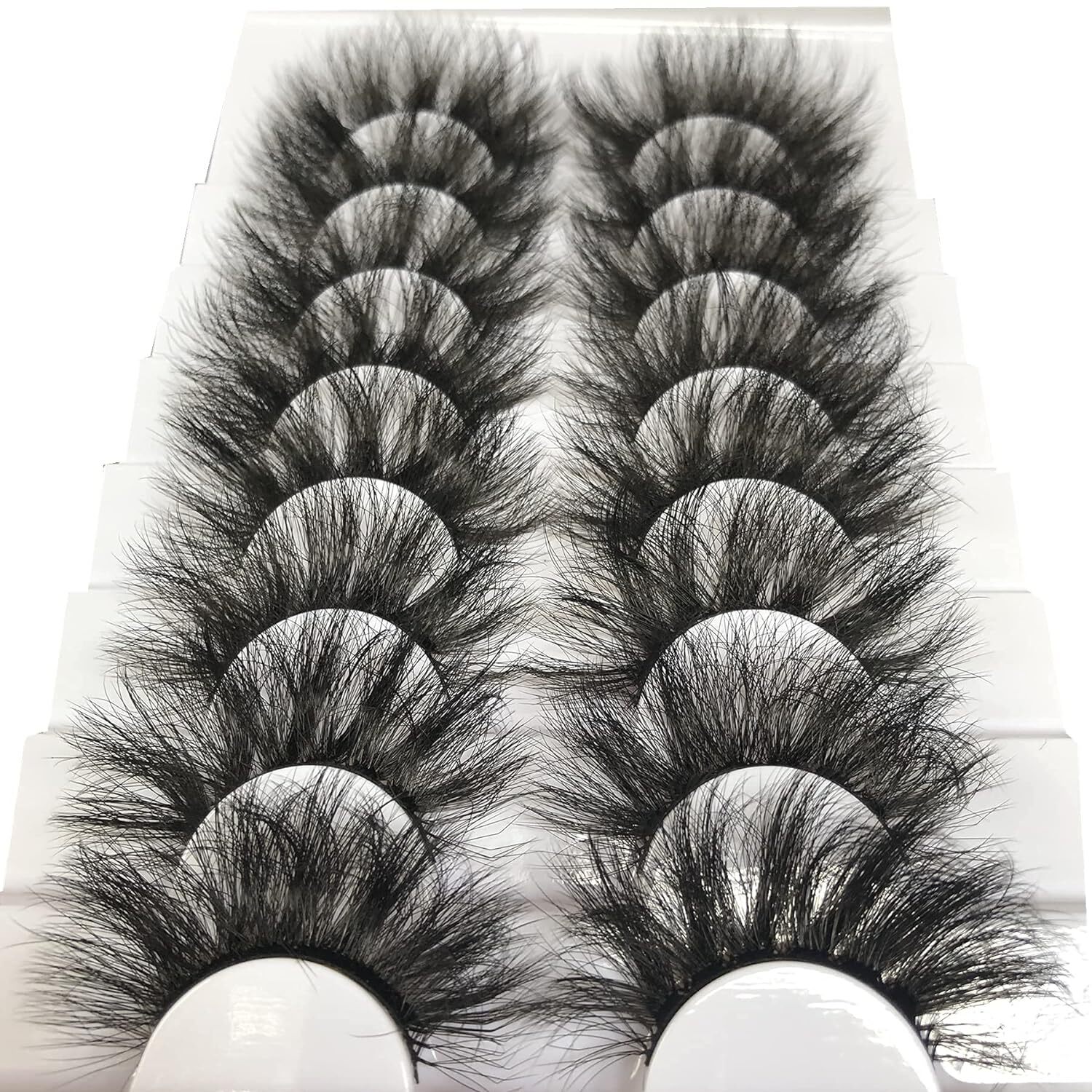 20Mm Fluffy Dramatic Faux Mink Eyelashes 8 Pairs Vegan Cruelty Free Soft Lashes