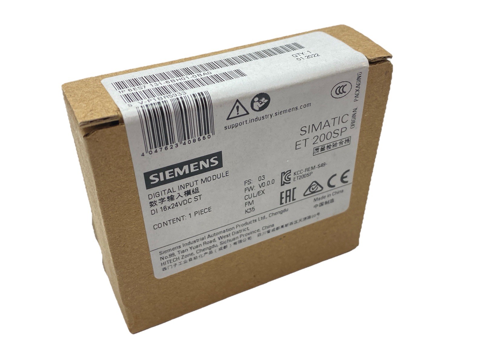 Siemens 6ES7131-6BH01-0BA0 SIMATIC ET 200SP Digital Input Module 24VDC
