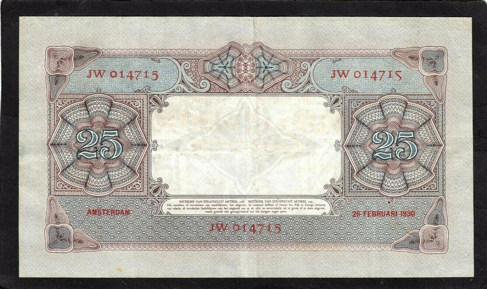Netherlands 25 Gulden P-46 1930 EF