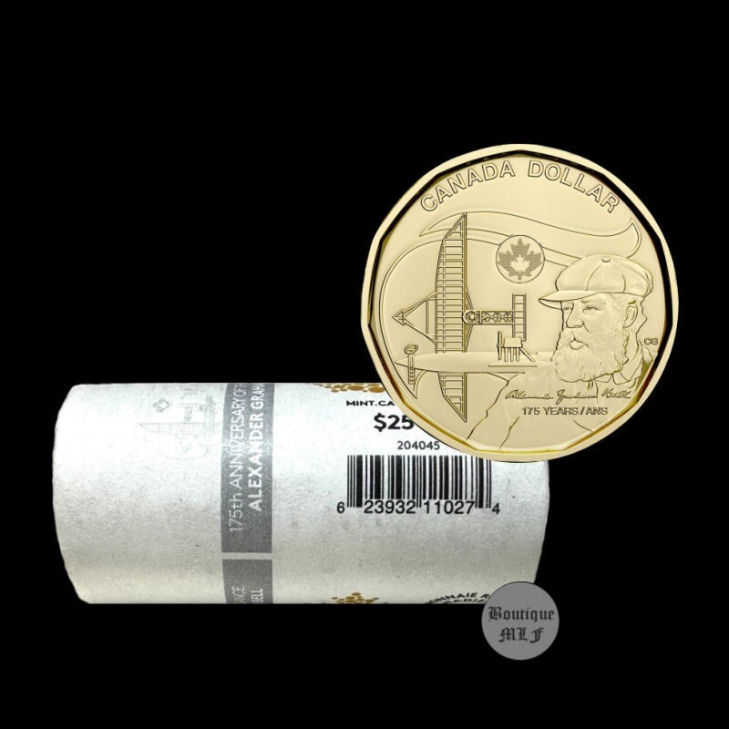 Canada  2022 Graham Bell  $1 dollar coin UNC from special wrap roll