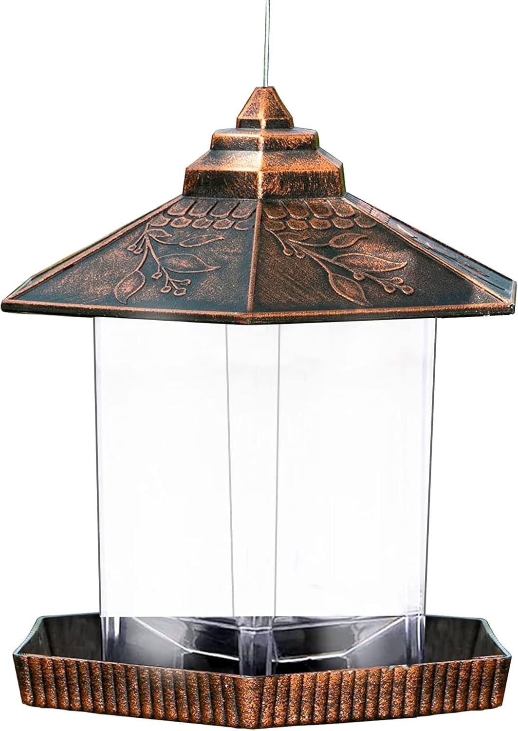 NEROSUN Bird Feeders for Outdoors Hanging, Red Copper Gazebo
