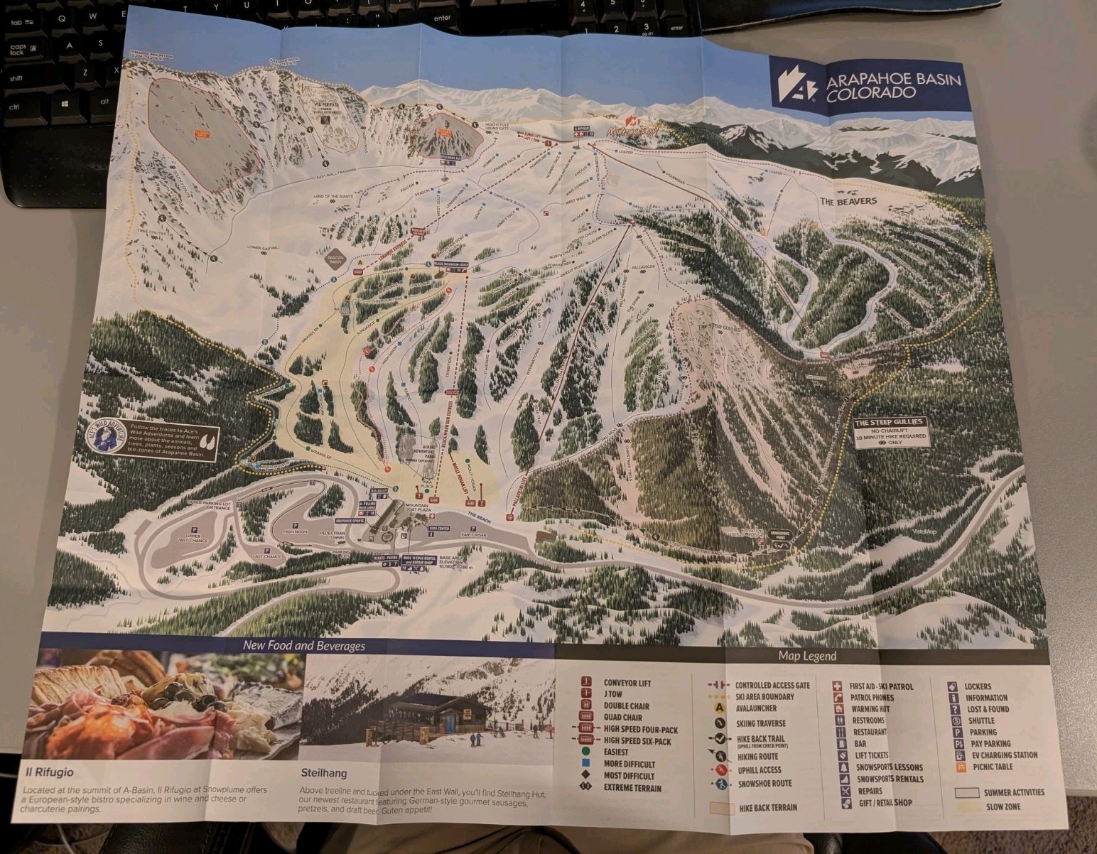 Arapahoe Basin Trail Map winter 2024-25