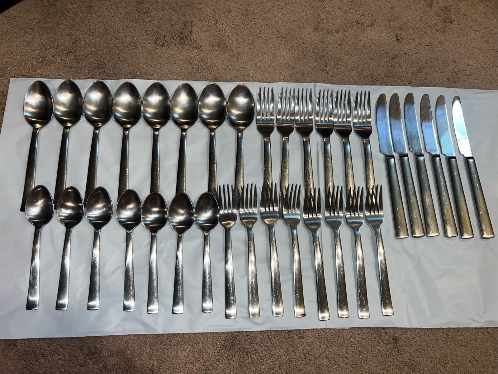 Lot Of 35 Ginkgo Norse Satin 18/10 Stainless Steel Flatware Forks Spoons Knives