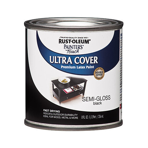 Rust-Oleum 1974-730 Painter's Touch Ultra Cover Latex Paint, Semi-Gloss Black,