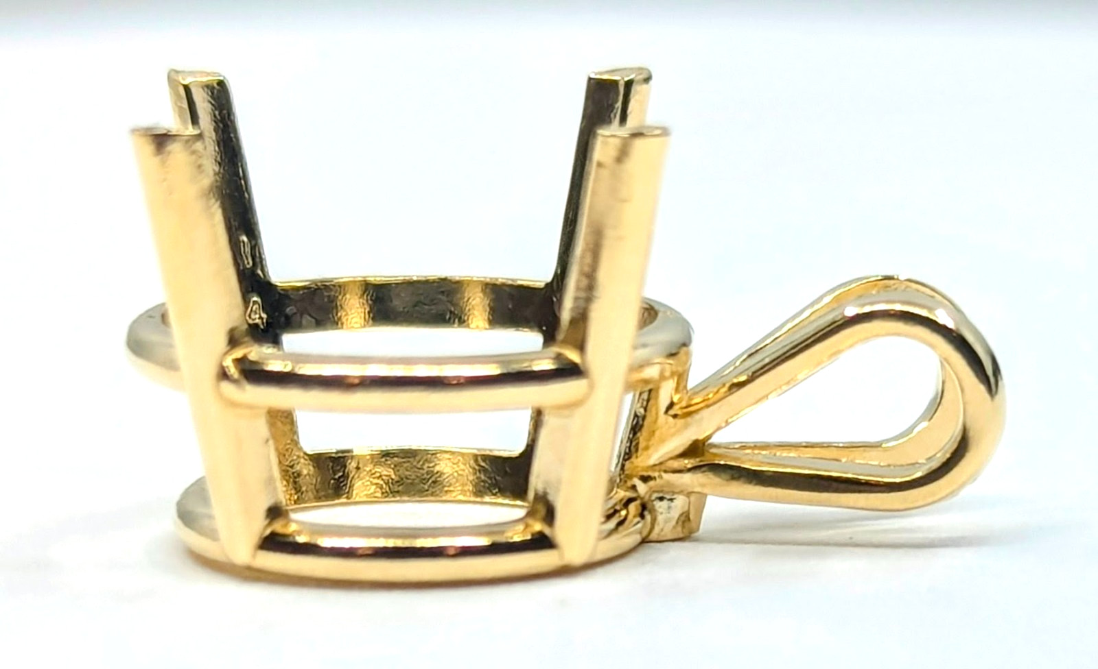 13mm 10K Solid Gold Round Pendant Setting Solitaire Mounting 4 Prong