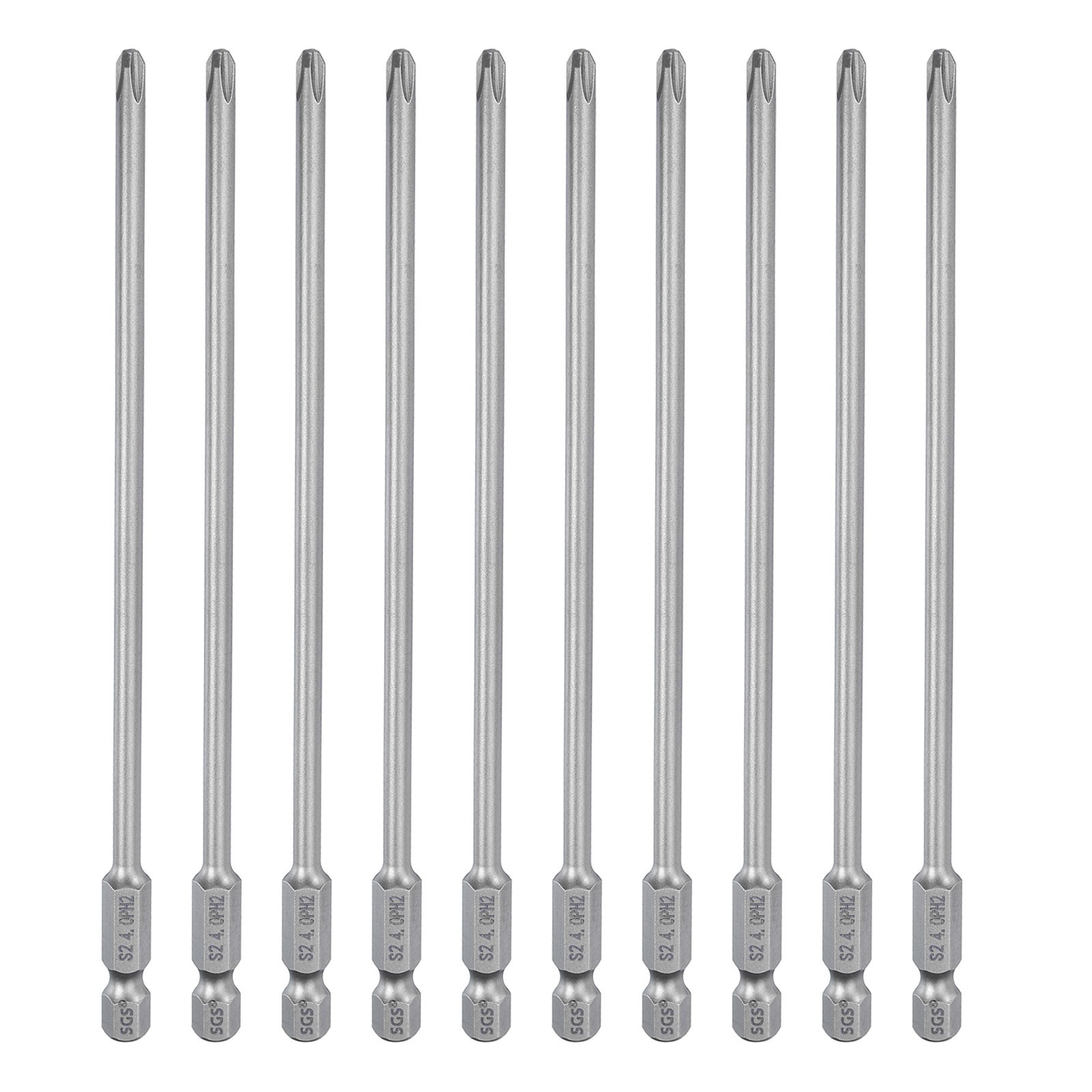 10pcs Magnetic Phillips Screwdriver Bit PH2 1/4" Hex Shank 150mm Long 4mm Rod
