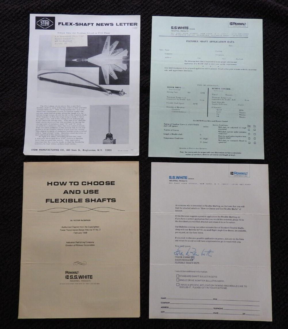 1969 Pennwalt Corp SS White Flexible Shaft Literature Signed Letter New York NY