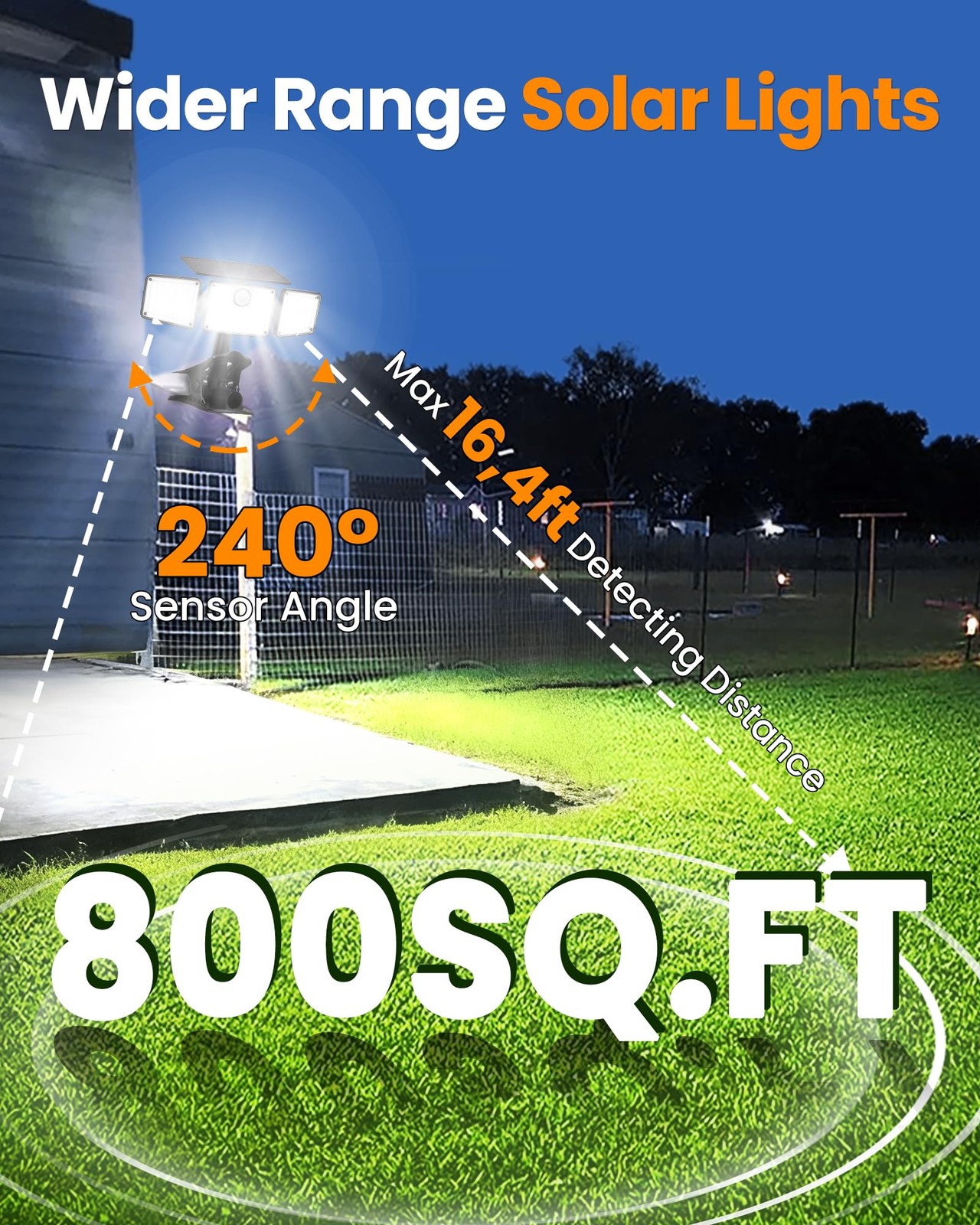 Clip on Solar Lights for Fence, 1Second Installation Motion Sensor Security L...