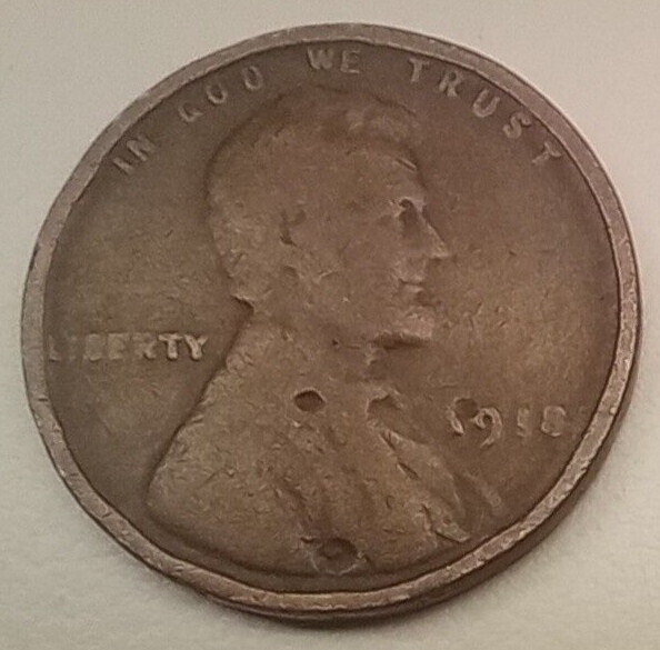 Lincoln Wheat Penny 1918  Error  DDO   Die Chips - Slanted Date Numbers