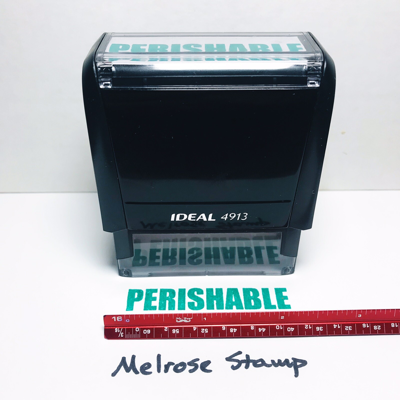 Perishable Rubber Stamp Green Ink Self Inking Ideal 4913
