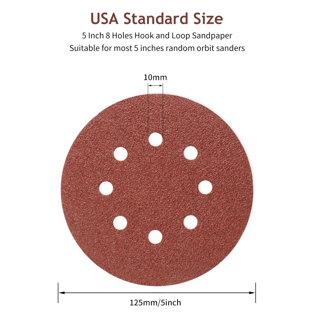 5 Inch 40 Grit Sanding Discs – 50 Hook and Loop options for All Surfaces