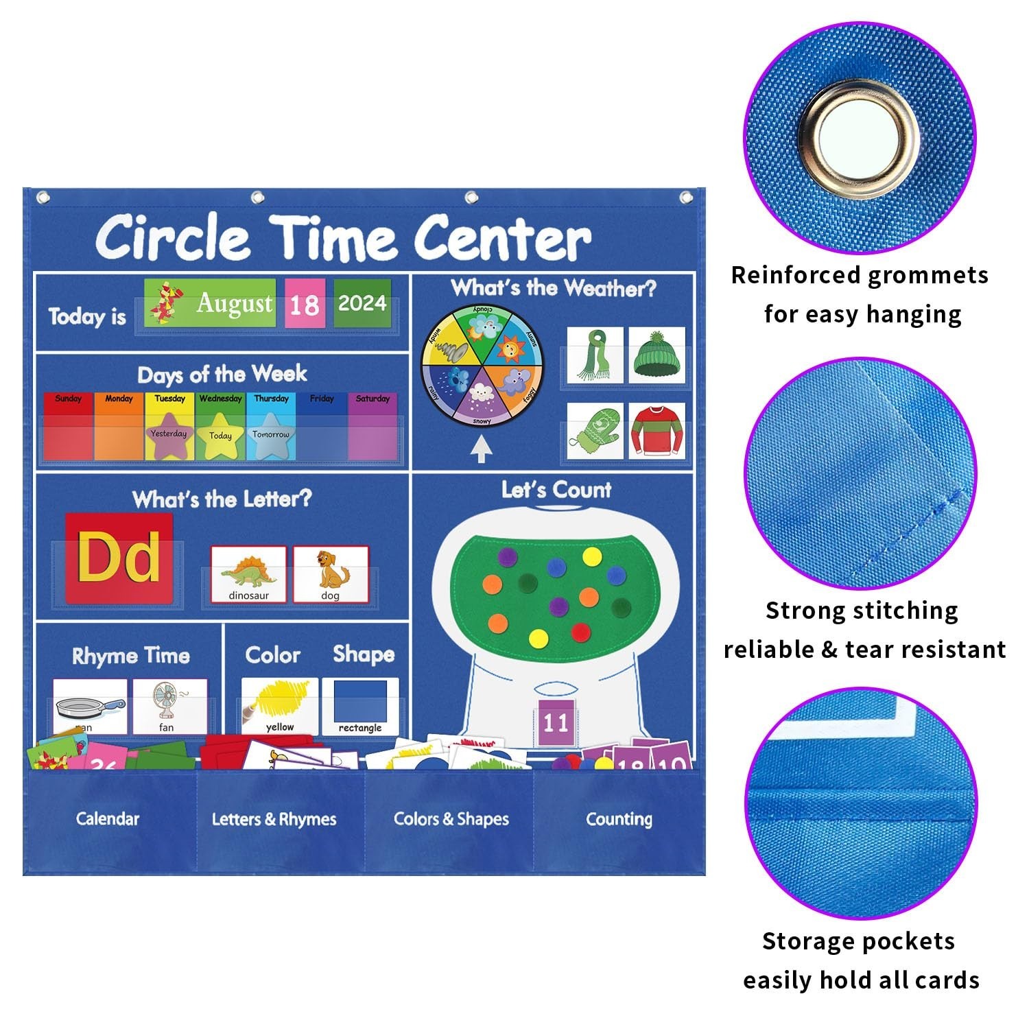 Circle Time Learning Center Classroom Pocket Chart Preschool, Educational Poc...