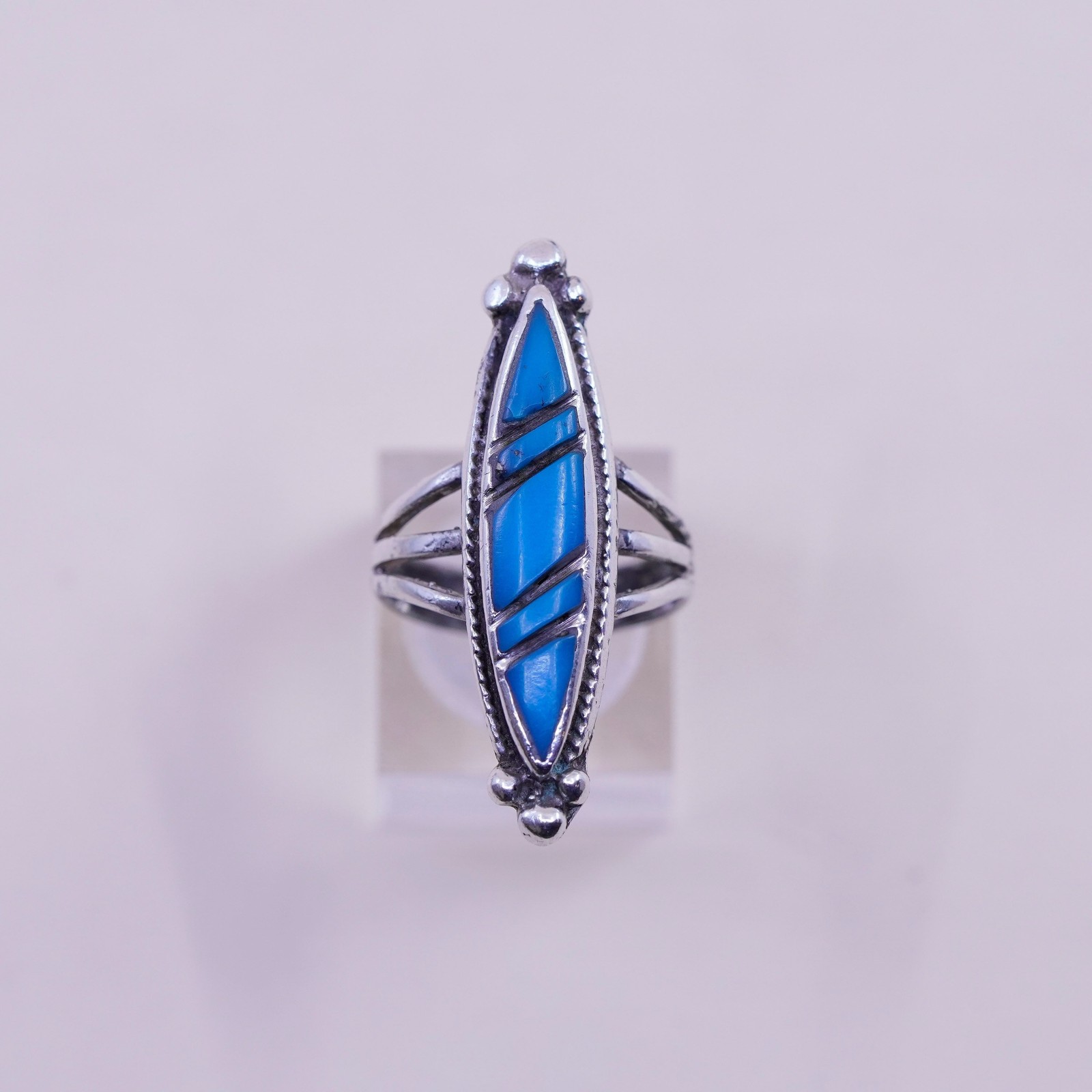 Size 7.25, sterling silver ring, Native American 925 silver ring oval turquoise