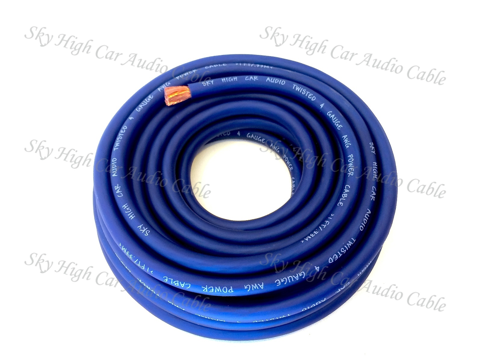 100 ft 4 Gauge WITH SPOOL AWG BLUE Power Ground Wire Sky High Car Audio GA ft