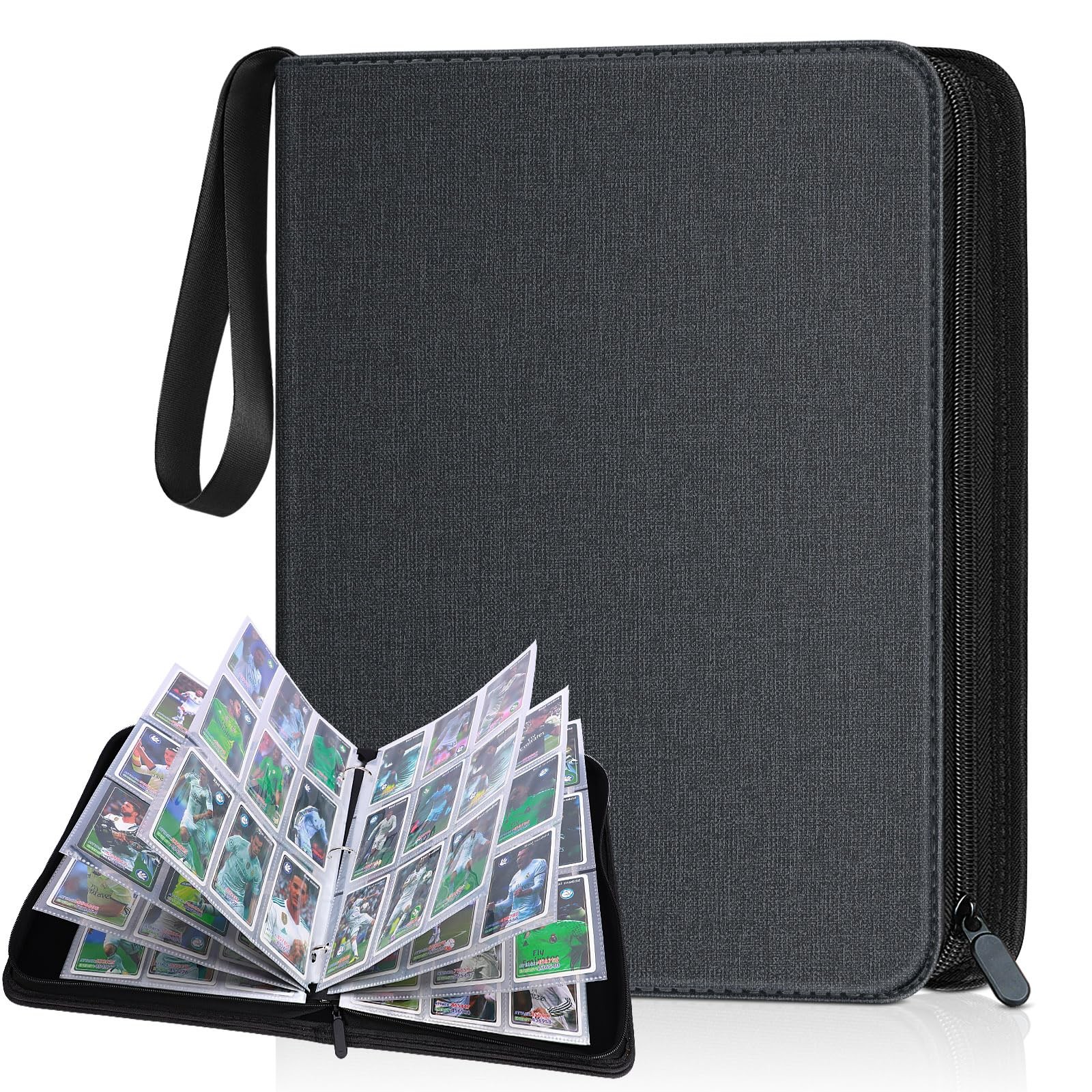 900 Pockets Card Binder Trading Card Album Display Holder PU Cover Zip Binder
