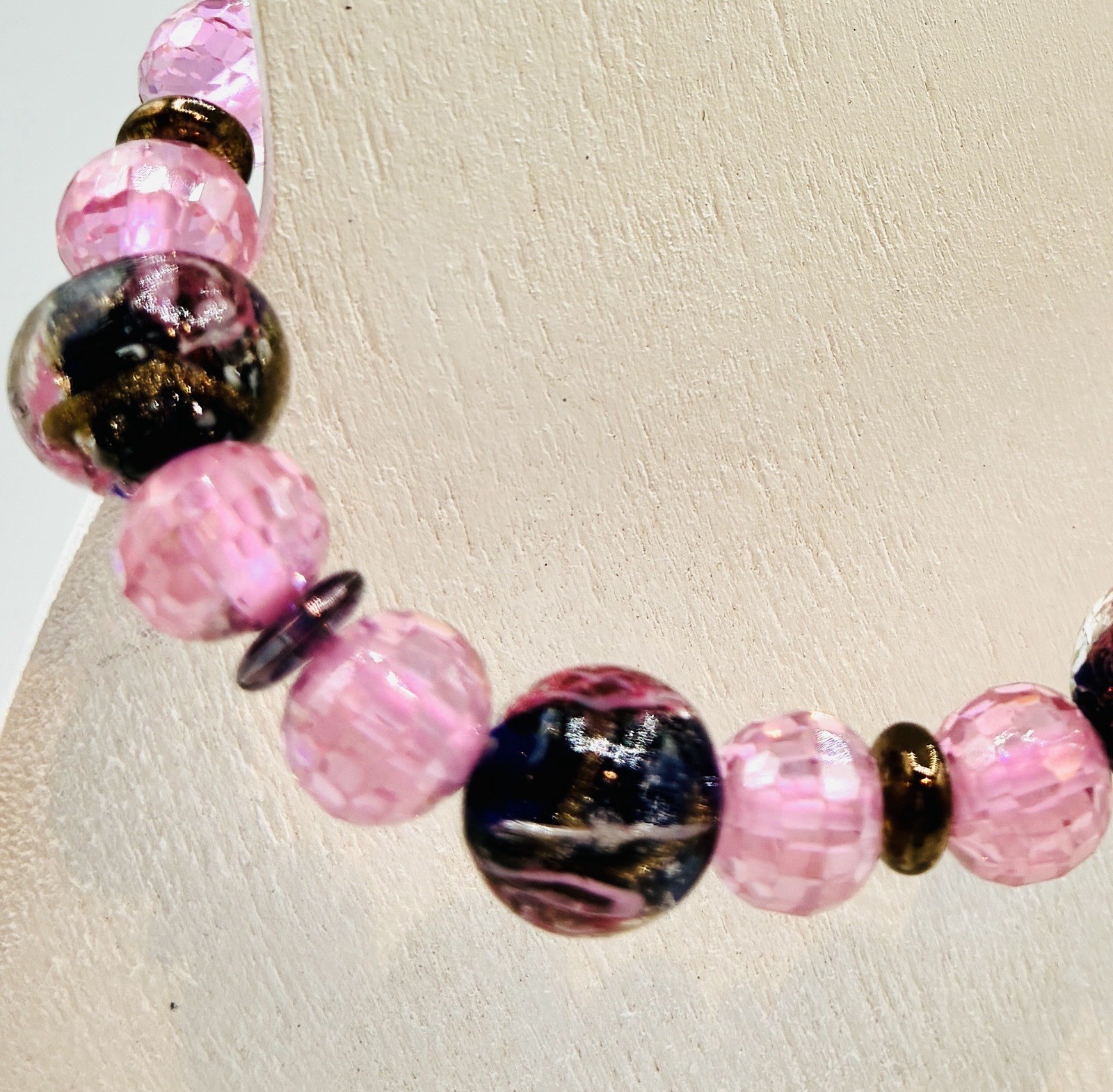 Bracelet Stretchy Lampwork & Cubic Zirconia