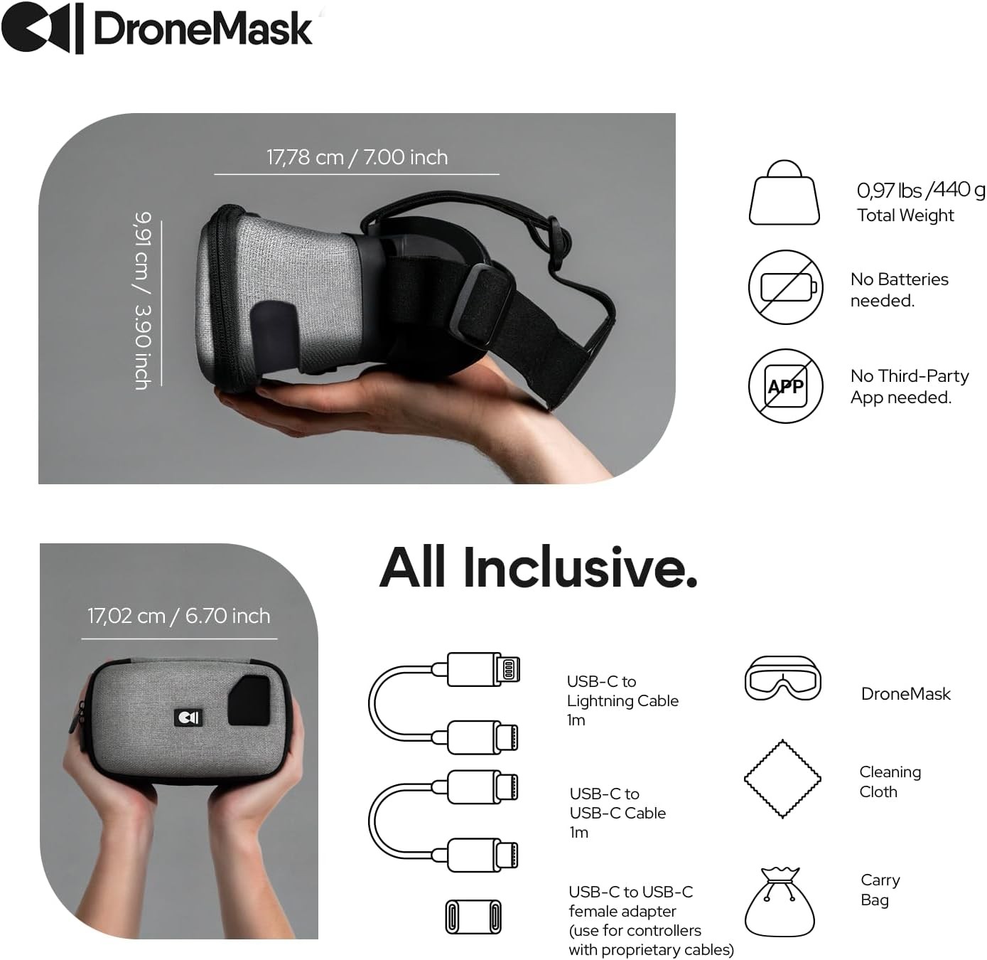 2 | FPV Goggles for All Camera Drones | Unibody Lens | HD | Black